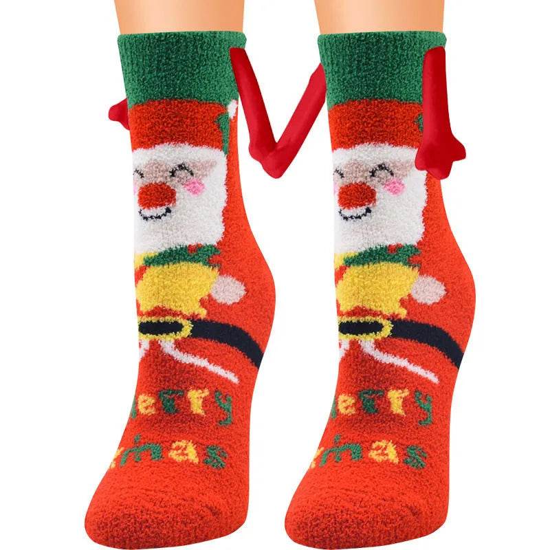 Soft Carton Christmas-themed Fleece Winter Home socks for Women