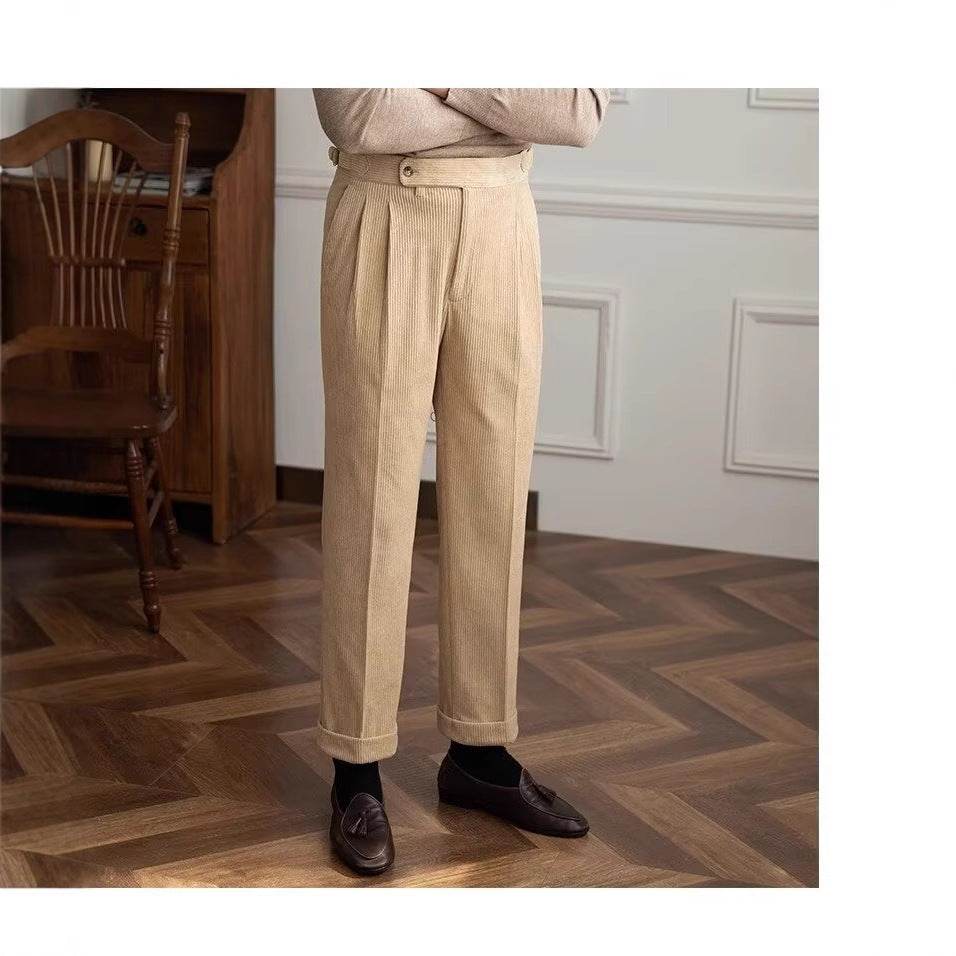 Men Autumn And Winter Corduroy Smooth Ankle-length trouser for work - Velora