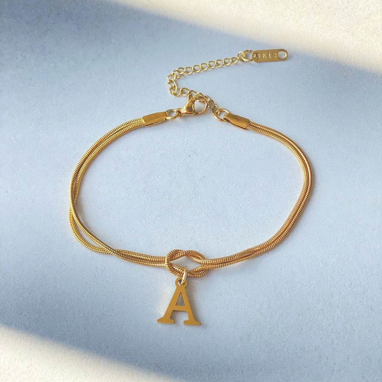 New Letter A-Z Love Knot Bracelets For Women Couple Gold Color Dainty Snake Chain Charm Bracelet Stainless Steel Jewelry Gift Valentine's Day Gifts - Velora