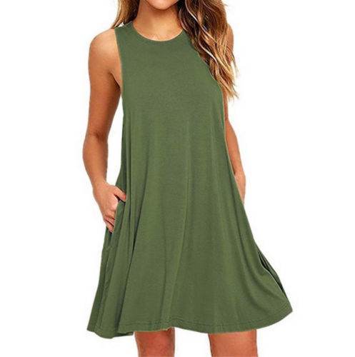 Casual Summer dress Women Pocket Dress Ladies beach mini dress - Velora