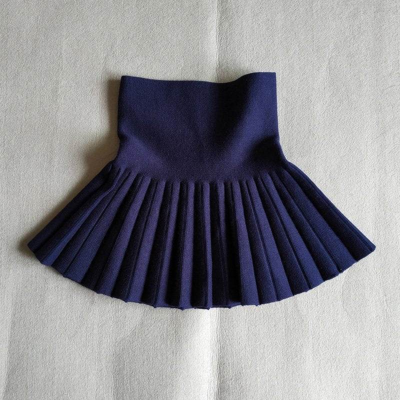 Girls Autumn Clothing Knitted Skirt High Waist Pleated Mini Skirt - Velora