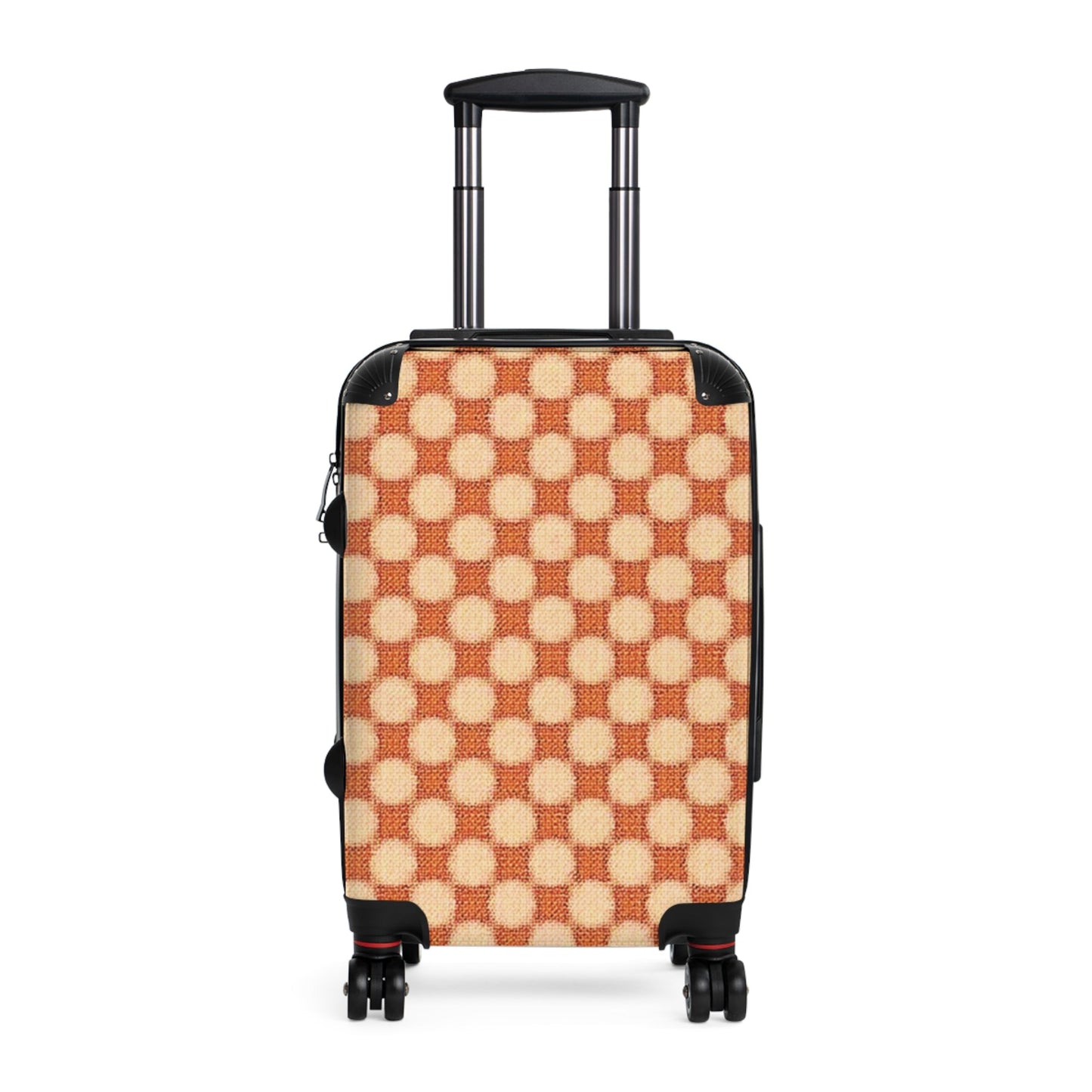 Retro Checkerboard Carry-On Suitcase — Vintage Orange Travel Luggage