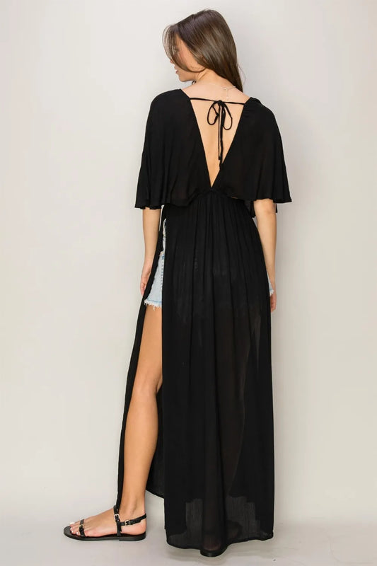 HYFVE Tie Back Maxi Split Cover Up Dress - Velora