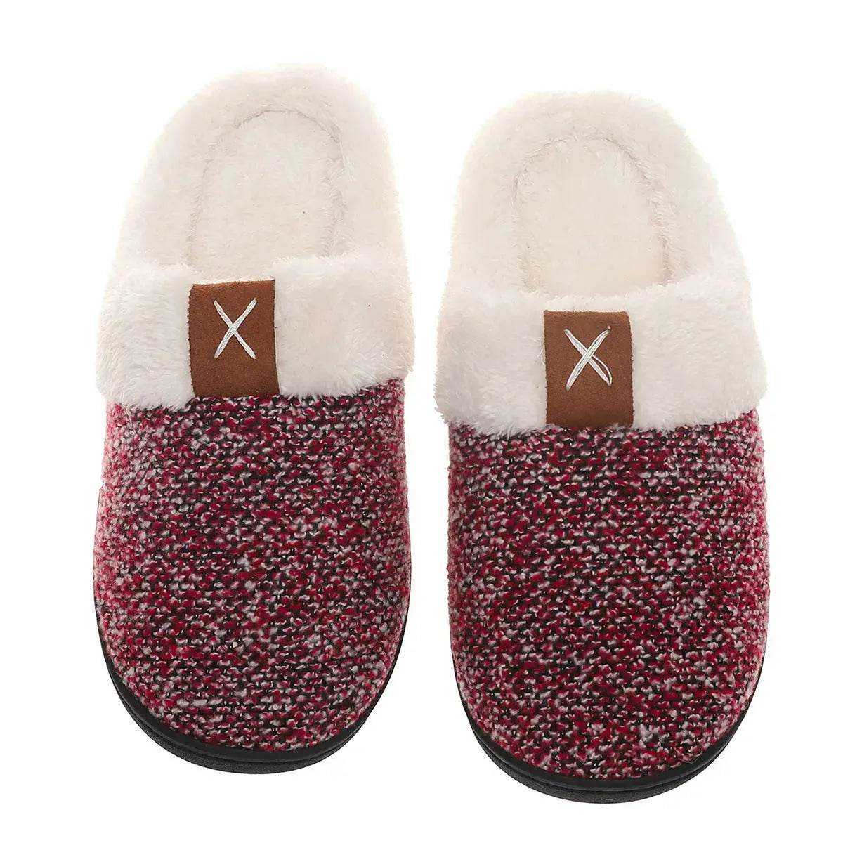 Winter Plush Slippers Fashion Thick Bottom Warm House Shoes For Women Men Indoor Bedroom Floor Slipper - Velora