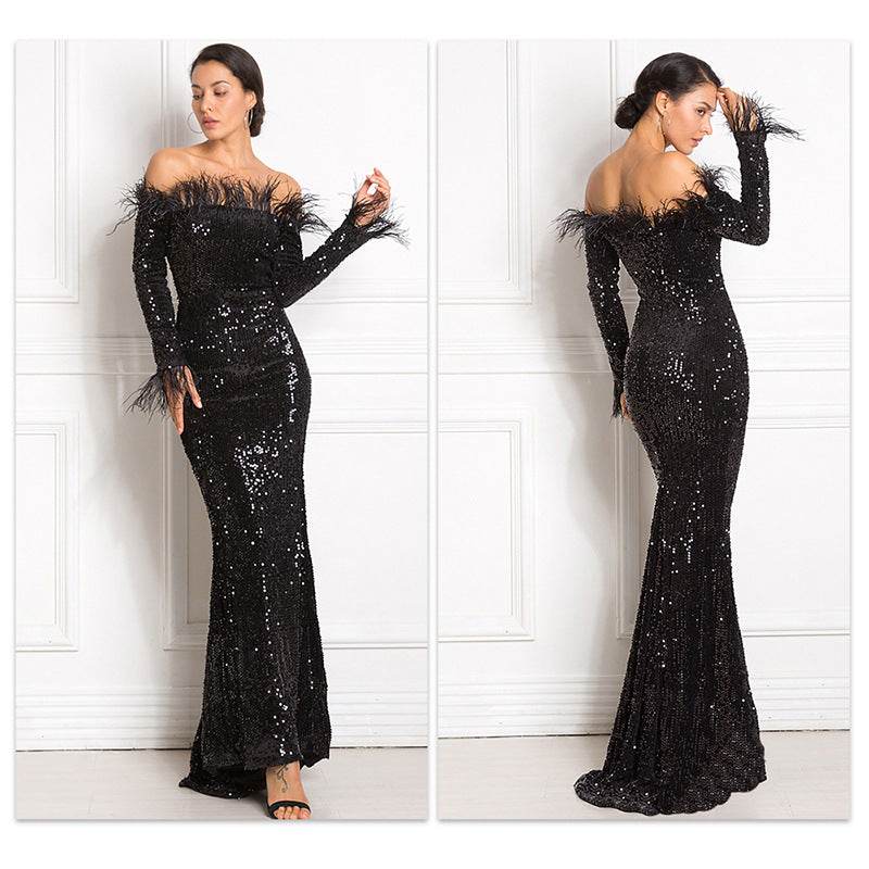 Off shoulder sequins Mermaid Formal Party dress - Velora