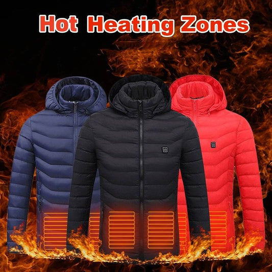 Men Heated Puffer Jacket Electric Heating Coat Insulated Hood Windbreaker 9Heat Zones - Velora