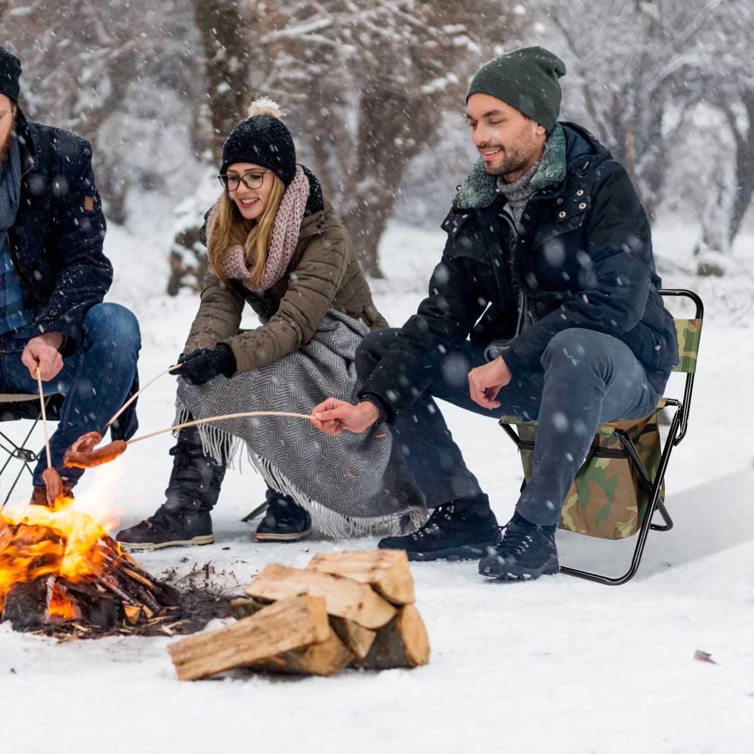 Foldable Fishing Chair With Backrest Built-In Cooler Bag Portable Handle Outdoor Lightweight Fishing Stool For Camping Hiking Hunting - Velora