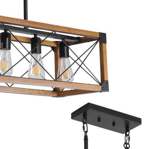 5 Lights Vintage Farmhouse Chandelier For Kitchen, Living Room, Dining Room Walnut - No Bulbs - Velora