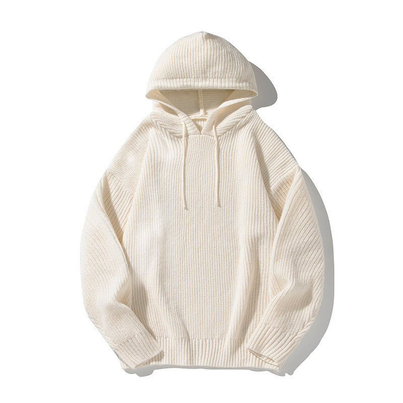 Japanese Loose Solid Color Hooded Sweater Idle Style Adjustable