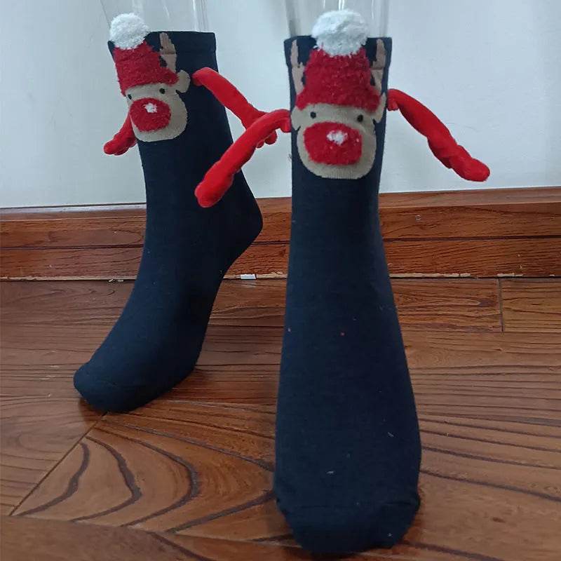 Christmas Stockings Autumn Winter Cotton Magnet Lodestone Hand Tube Socks - Velora