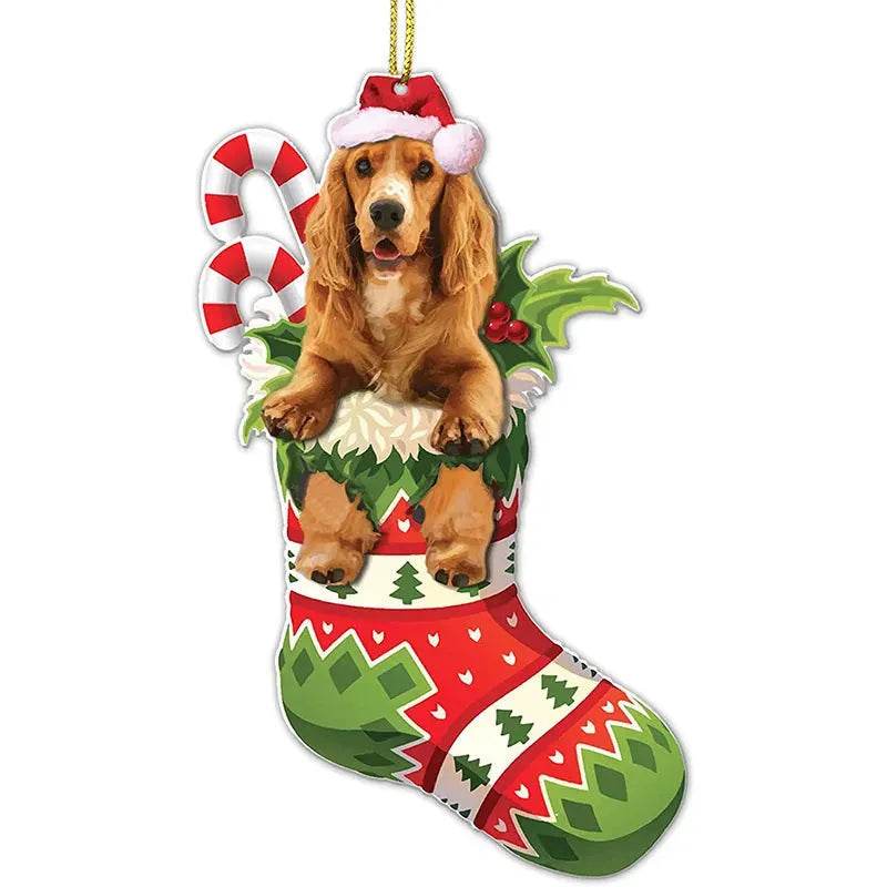 Christmas Stockings Christmas Tree Decorative Socks Dog Pendant Creative Cute - Velora
