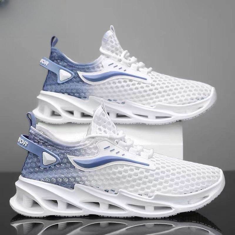 Men's Lace-up Sneakers Mesh Sports Shoes Fashion Hollow-sole Low Top Running Shoes - Velora