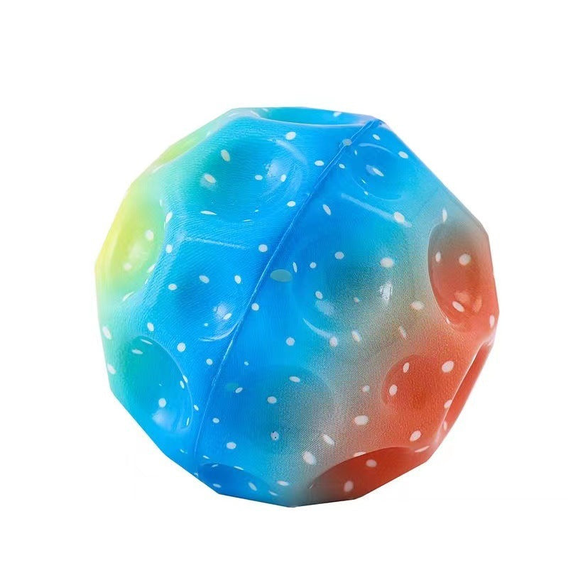 Colorful Hole Ball Soft Bouncy Ball Anti-fall Moon Shape Porous Bouncy Ball Kids Indoor Toys Ergonomic Design Elastic Ball Velora
