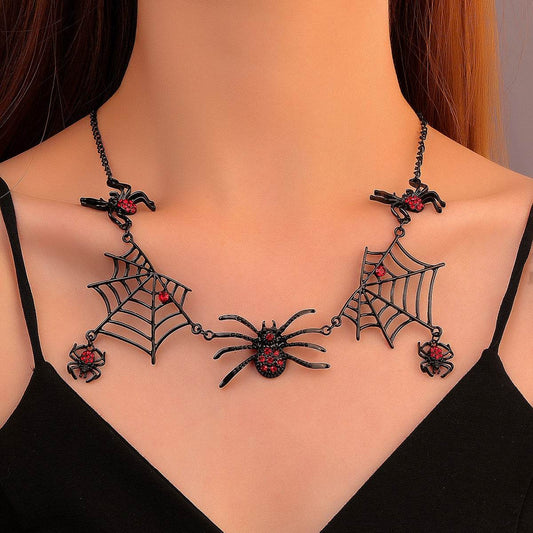 Halloween Spider And Spider Web Necklace Personality Clavicle Necklace Fashion Jewelry Accessories - Velora