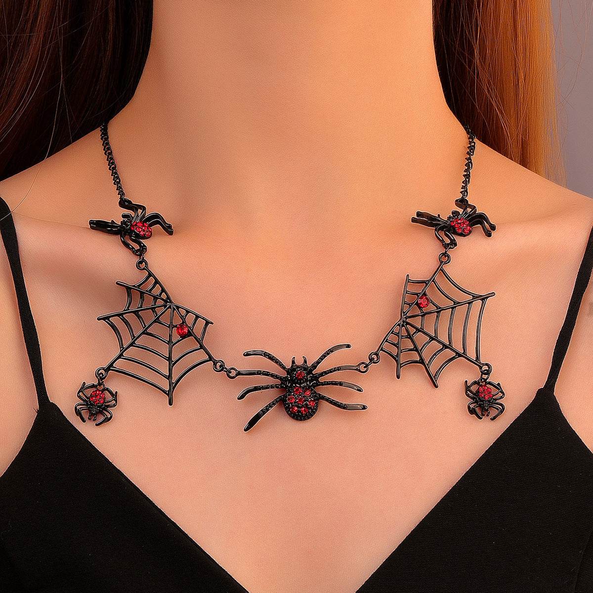 Halloween Spider And Spider Web Necklace Personality Clavicle Necklace Fashion Jewelry Accessories - Velora
