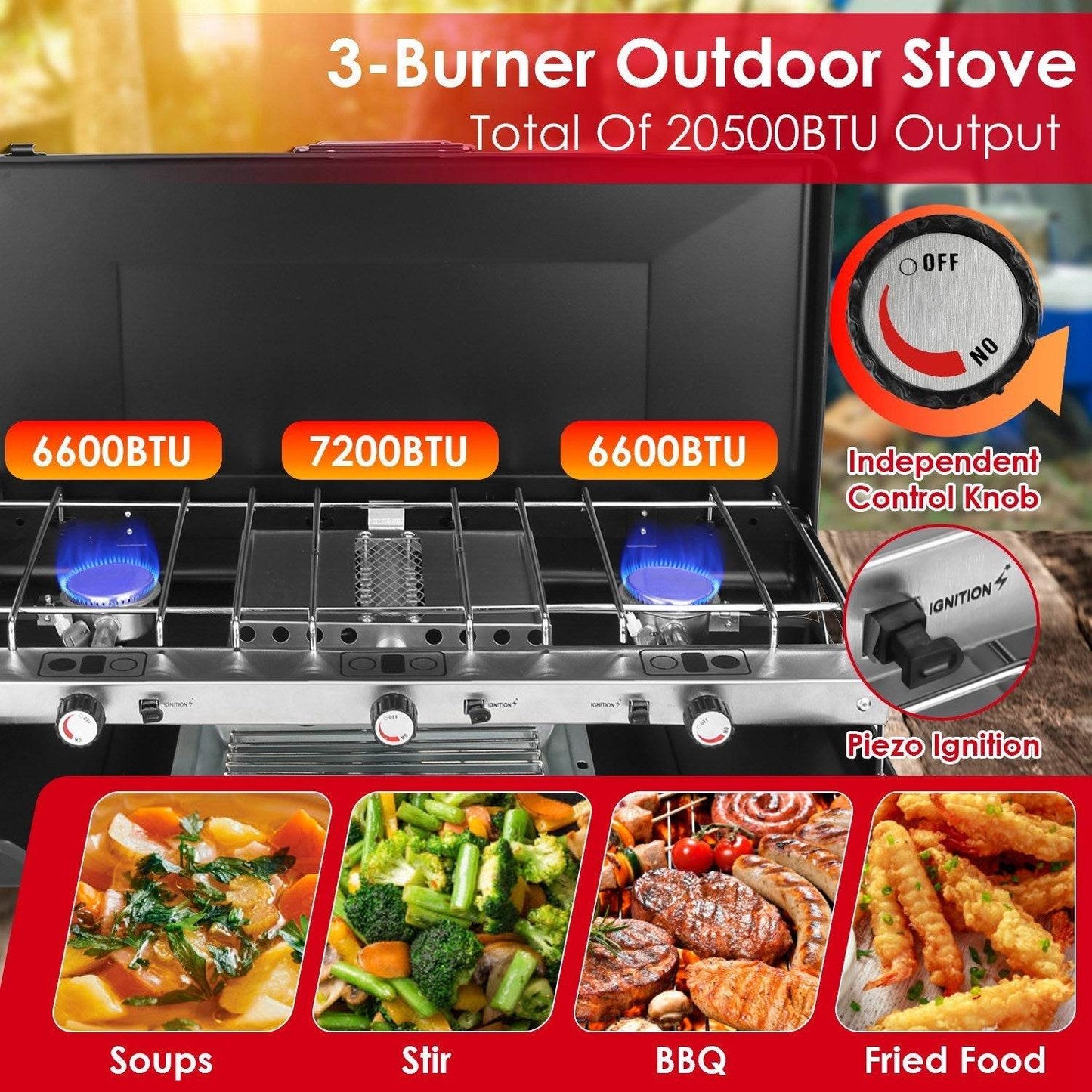 Portable 2 burner Gas Stove propane range camping gas outdoor stove burner