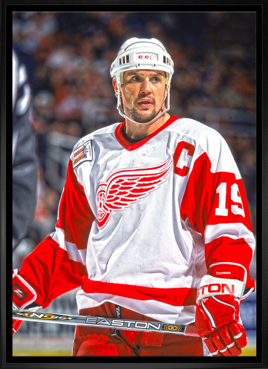 Steve Yzerman Detroit Red Wings Framed 20x29 The Stare Canvas Frameworth Sports Marketing