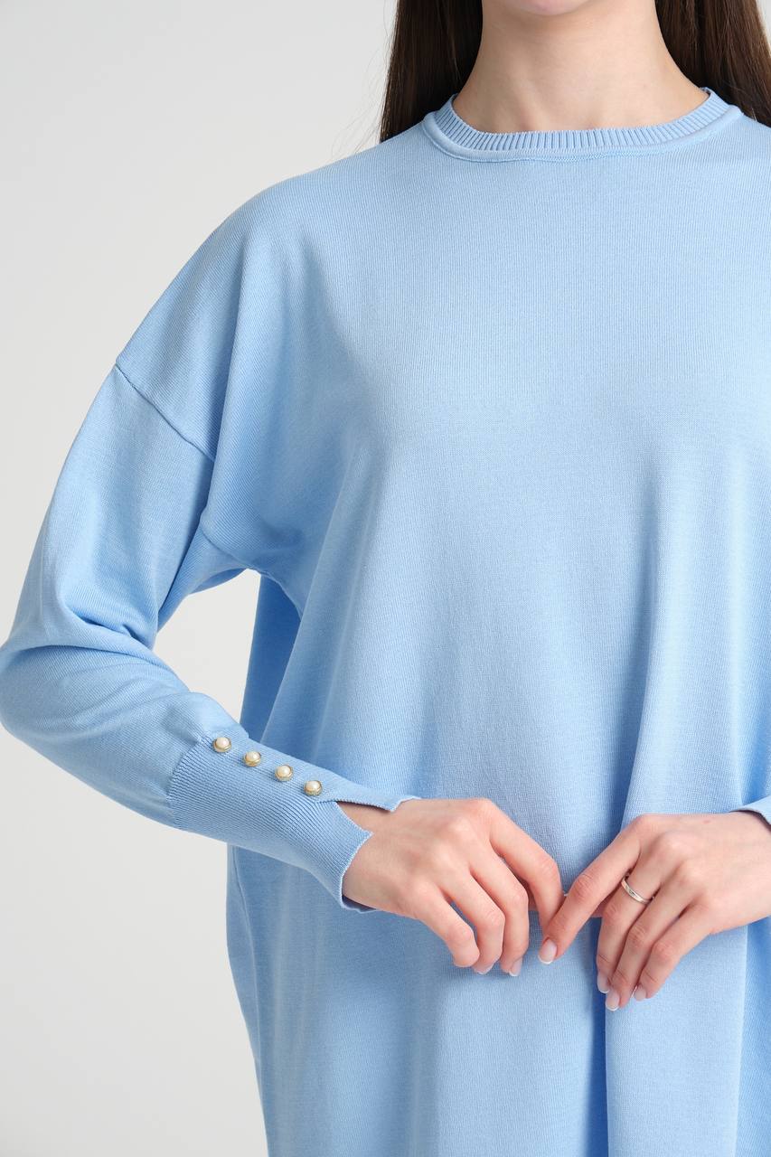 Long Tunic With Buttoned Sleeves - Velora