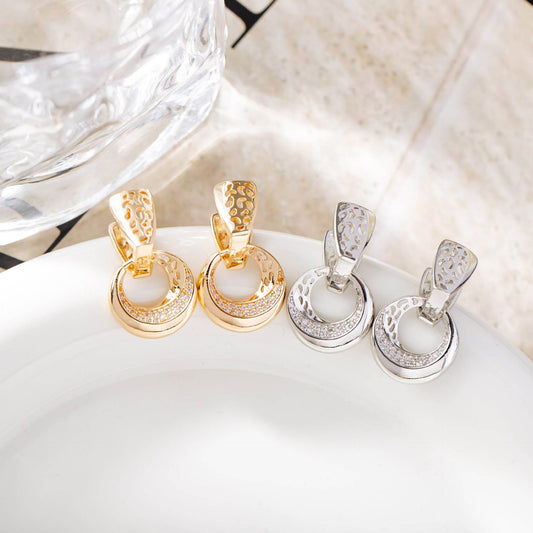 Hollow Round Moon Earrings Jewelry Women - Velora