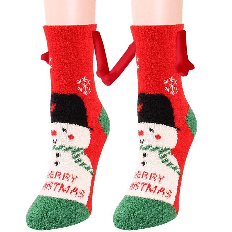 Soft Carton Christmas-themed Fleece Winter Home socks for Women