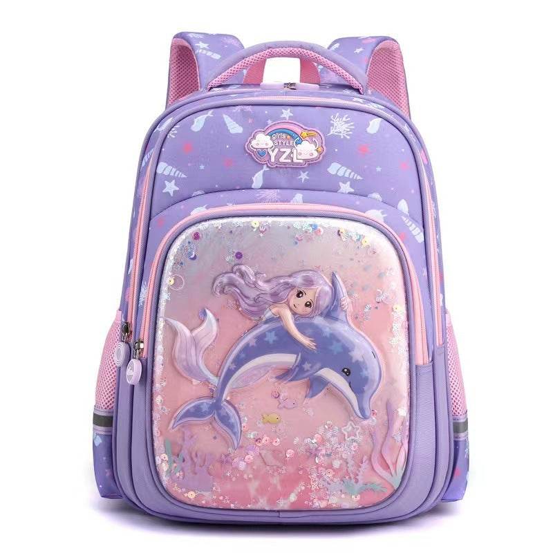 Primary School Cute Cartoon Mermaid Girls Backpack - Velora