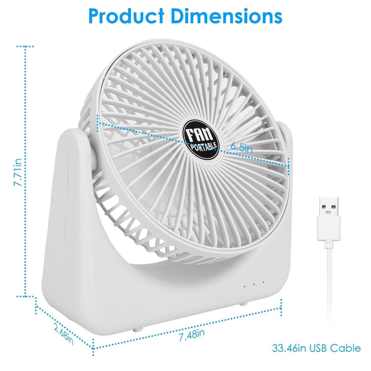 6.5in Desk Fan USB Powered 2 Speeds Table Cooling Fan Tilt Quiet Desktop Fan For Bedroom Office - Velora