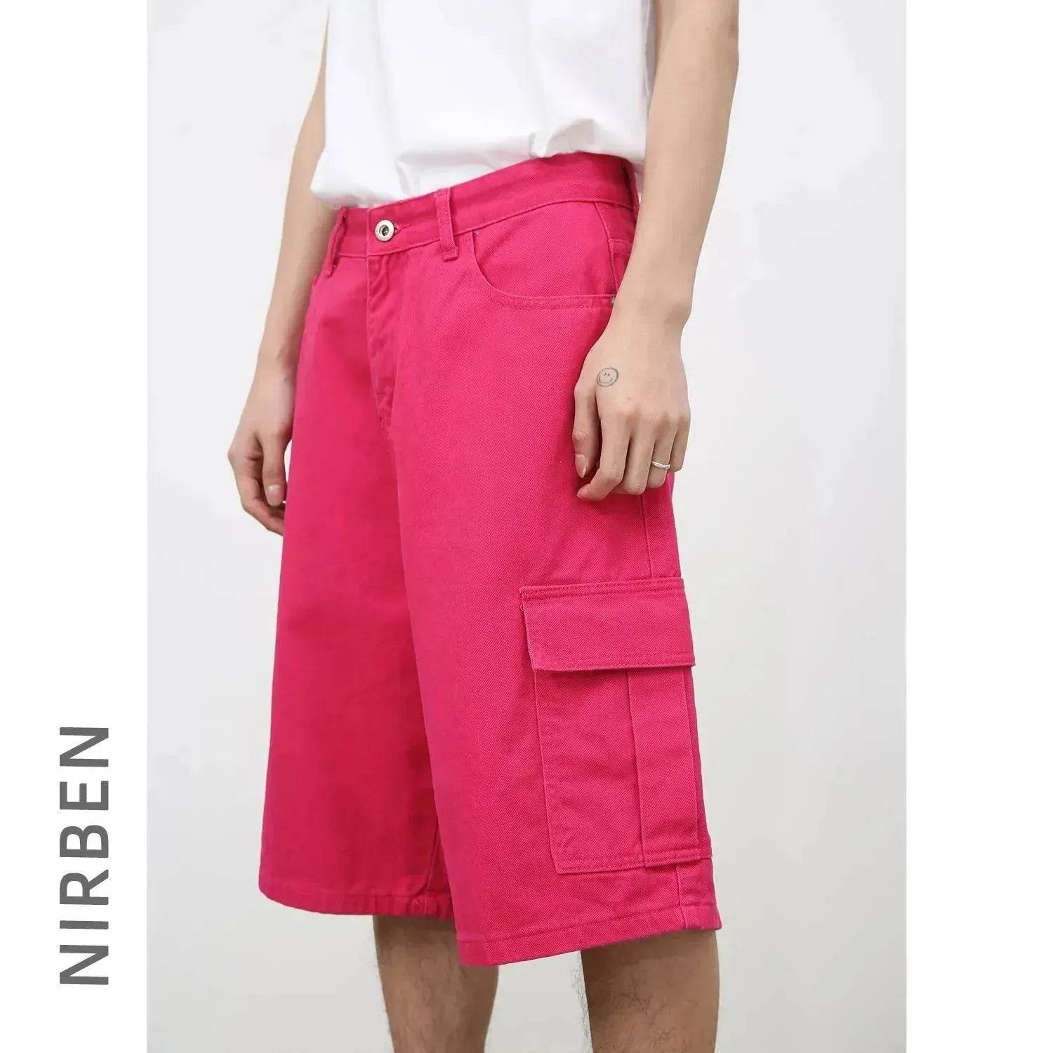 Men's Baggy Dad Shorts Jeans Denim Summer New Straight Wide-leg Workwear Denim Shorts for Men Loose Leisure All-matching Shorts - Velora