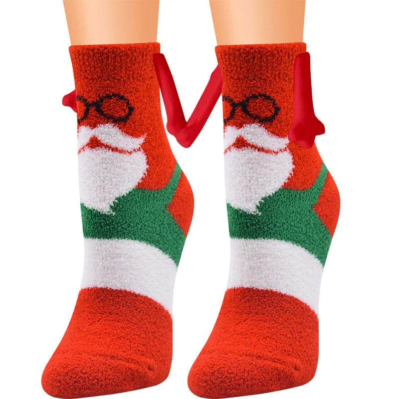 Soft Carton Christmas-themed Fleece Winter Home socks for Women