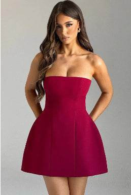 Fashion Tube Dress Summer Solid Color Sasual Backless Slim Short Dresses Party Womens Clothing - Velora