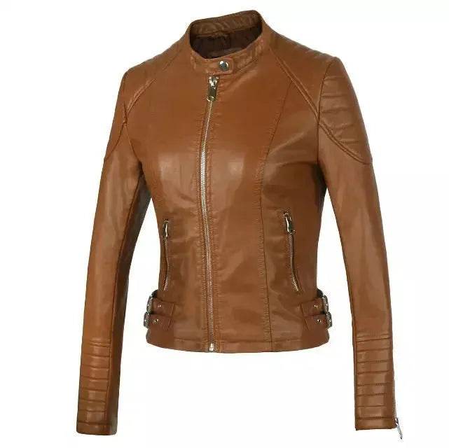 Ladies Fall and Winter Slim fit Leather Jacket Biker Jacket Women - Velora