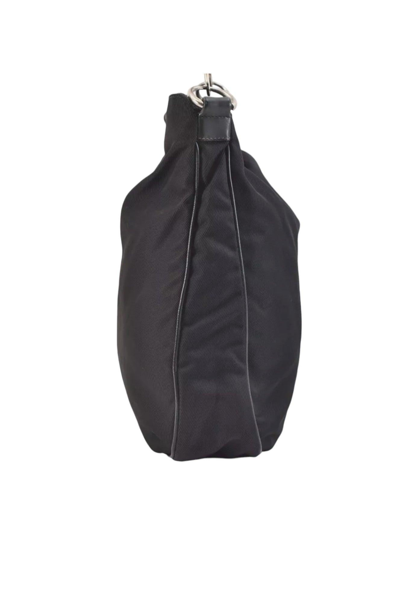 GUCCI Vintage Bamboo Shoulder Tote Bag Nylon Leather Black 7752K - Velora