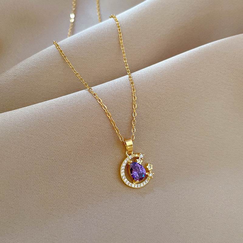 Stainless Steel Starry Sky Planet Astronaut Necklace For Women Light Luxurious Temperament Star Metal Chain Jewelry Gift - Velora