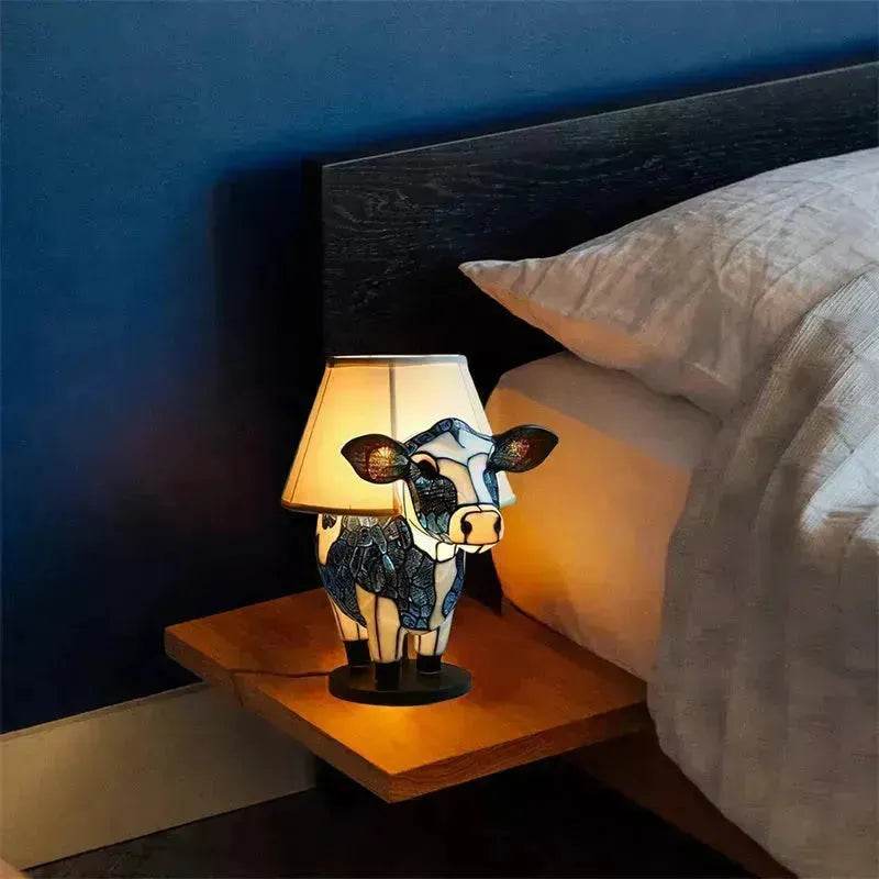 Beautiful Cow Table Lamp Bedside Table Lamp With USB Bedside Lamp For Living Room Bedroom Dormitory Bra Ornament - Velora