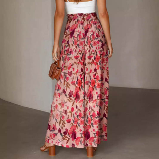 Printed Comfortable Casual High Waist Wide-leg Floral Palazzo Trousers women - Velora