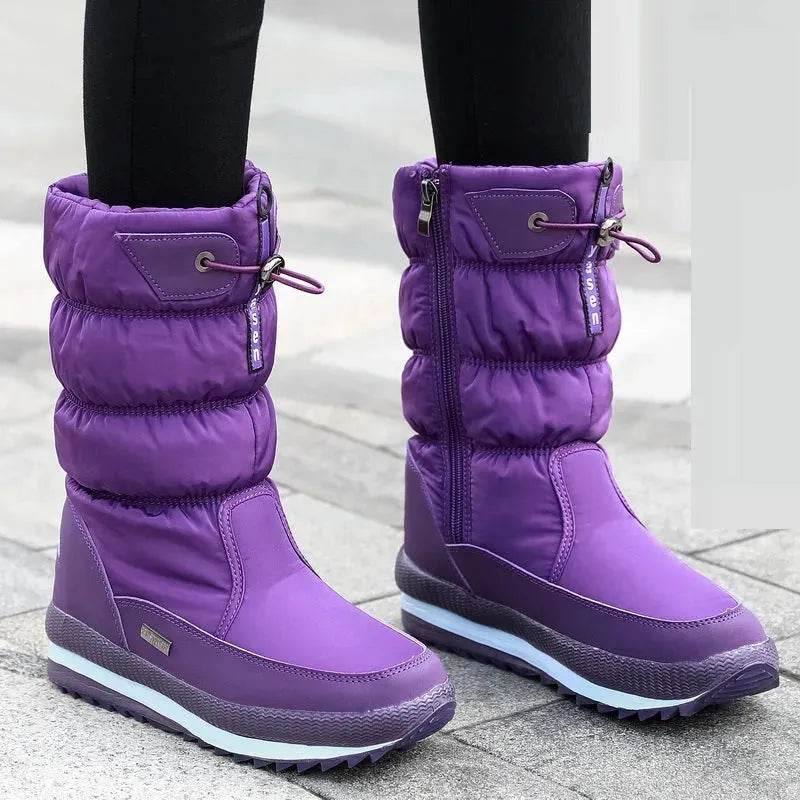 Winter boots New Plus Velvet Thick Cotton Shoes Thermal Middle Tube Waterproof Non-slip Boots - Velora