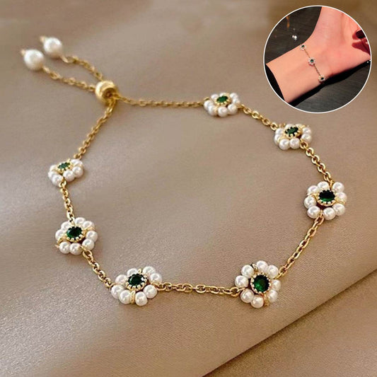 Pearl Flowers Bracelet All-match Fashion Adjustable Chain Bracelet - Velora