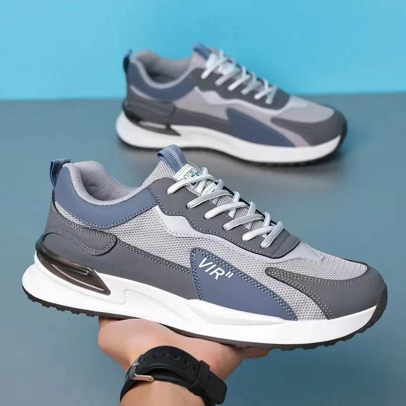 Men's Color Block Mesh Shoes Fashion Casual Lace-up Sneakers Outdoor Breathable Running Sports Shoes - Velora