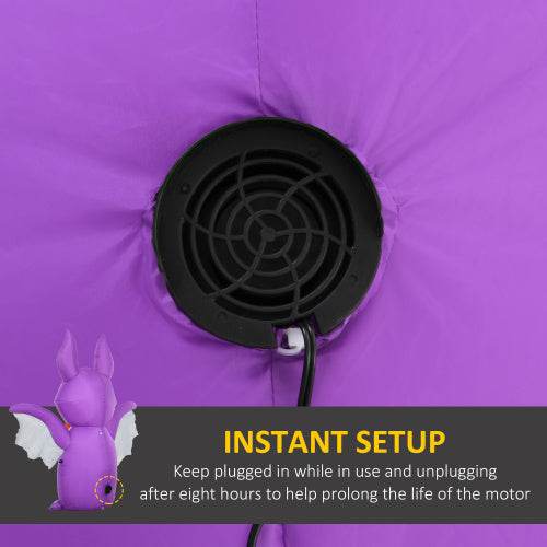 Outsunny 6ft Inflatable Halloween Decoration Bat, Blow Up Outdoor LED Yard Display, Waterproof - Velora