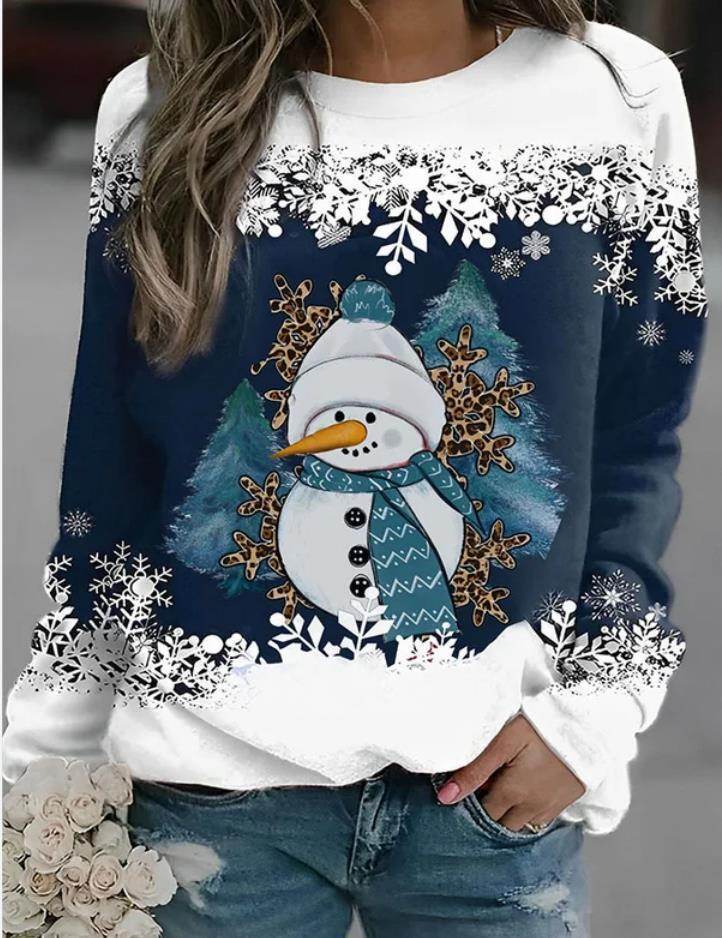 Long Sleeve Round Neck Christmas Style Sweaters Women's Clothing - Velora