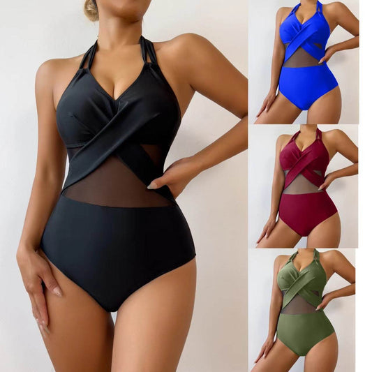 New Fashion One-piece Swimsuit Solid Color - Velora