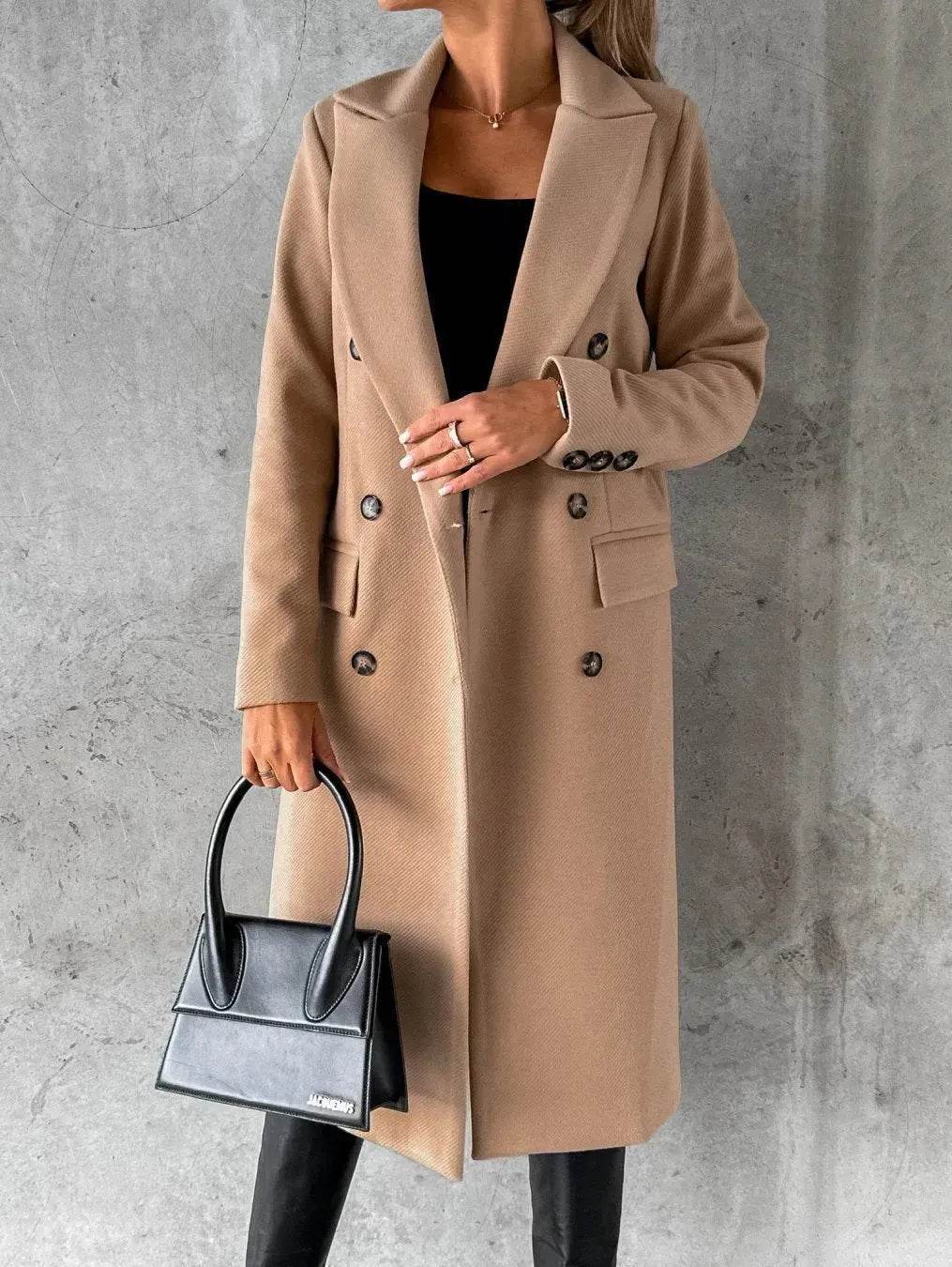 Classy Fashion Long Winter Coat Office Workwear for ladies Long Blazer overcoat - Velora