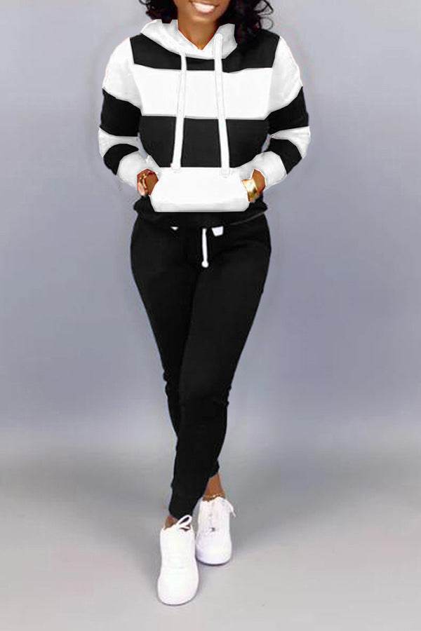 Women's Clothing Sweater Stitching Hooded Casual Sports Suit - Velora