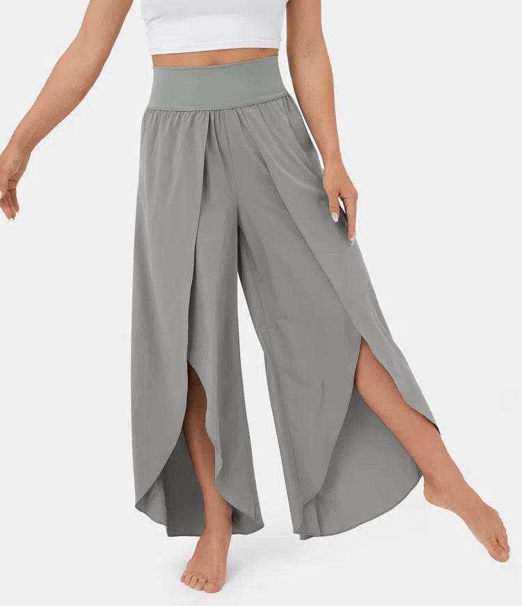 Loose Split Yoga Pants Summer Elastic High Waist Wide Leg Trousers Women's Fashion Versatile Clothing - Velora
