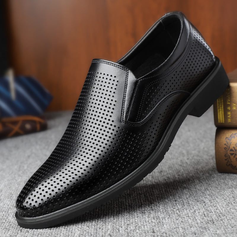 Men's Business Tods Casual Shoes Breathable Low Top Spring And Autumn Black Slip-on Lazy Shoes - Velora