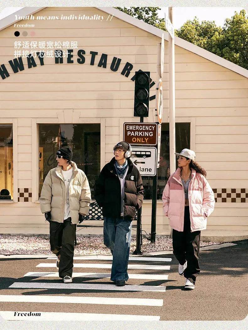 Men's Winter Corduroy Stitching Embroidery Cotton-padded Winter Coat - Velora