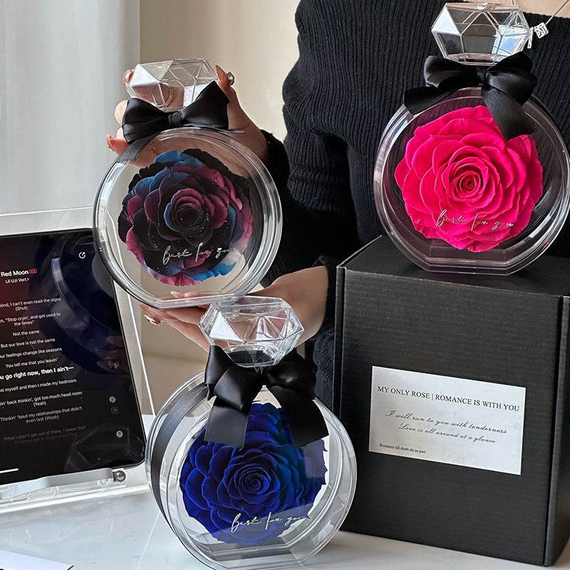 Natural Eternal Flower Ornaments Transparent Cover Dried Rose Gift Box For Christmas New Year Valentine's Day Home Decor - Velora
