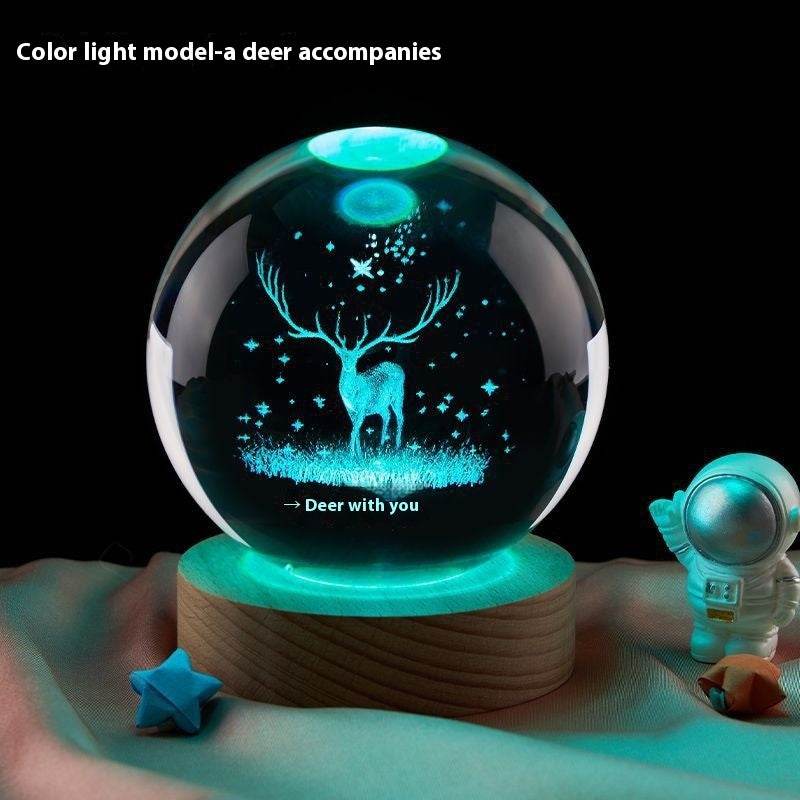 Moon Small Night Lamp Decoration Creative Crystal Ball - Velora