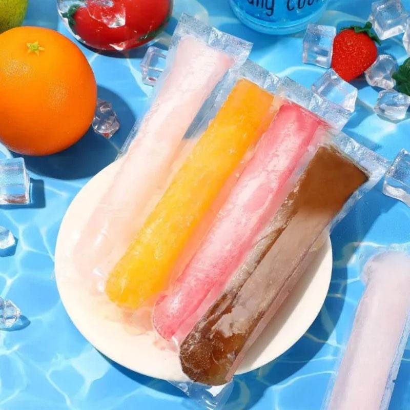 320 Pcs Disposable Beverage Packaging Bag Ice Popsicle Mold Bags With 2 Pcs Orange Funnels DIY Ice Lolly Bags BPA Free Freezer Tubes With Zip Seals For Summer Halloween Birthday Party - Velora
