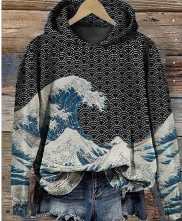 Women Fashion Spring And Autumn Plum Blossom Hooded Super Plus Size Loose-fitting Casual Pullover - Velora