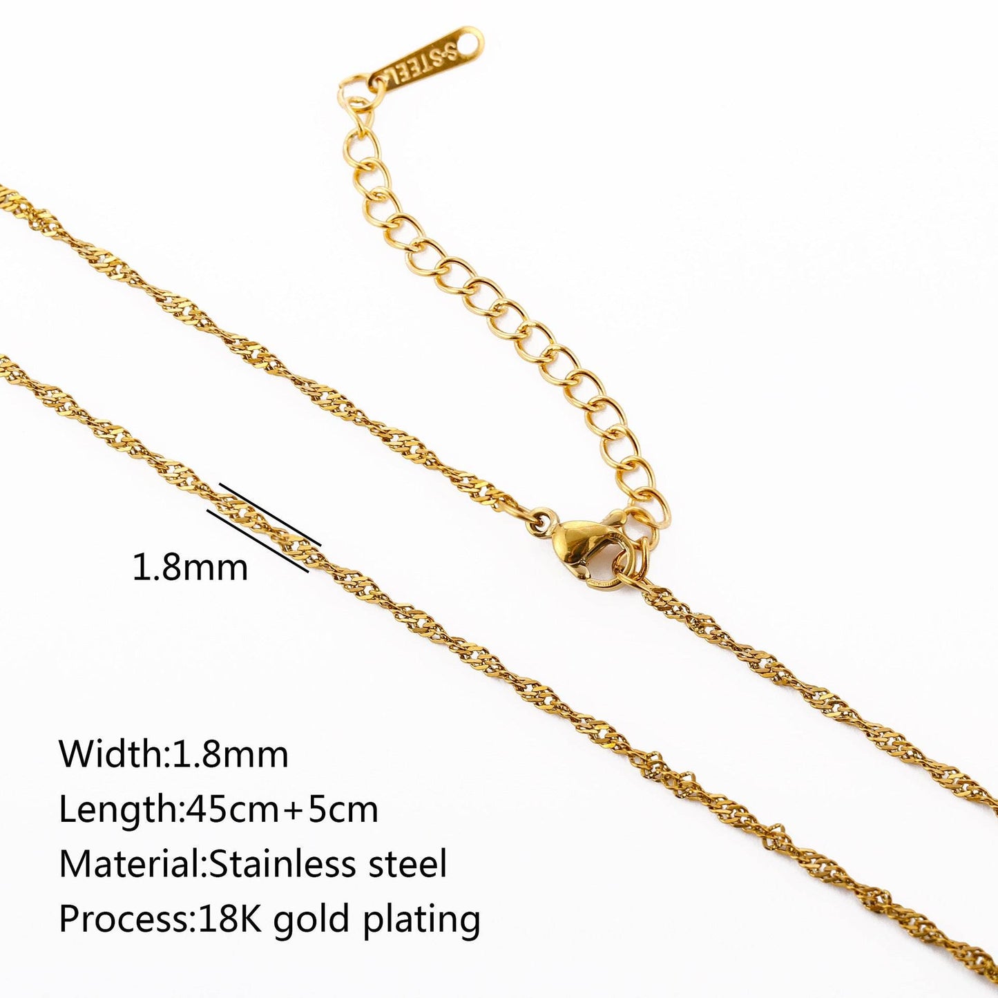Stainless Steel Vacuum Vapor Plating 18K Gold Color Protection Lip Chain Necklace - Velora